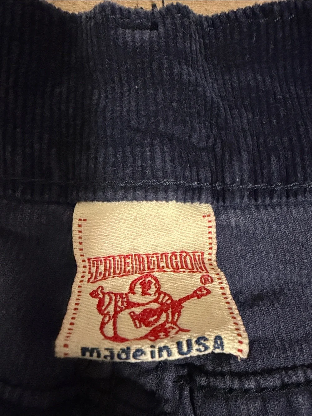 True Religion Jeans Mens Size 42 Navy Cotton Corduroy Straight Leg Classic